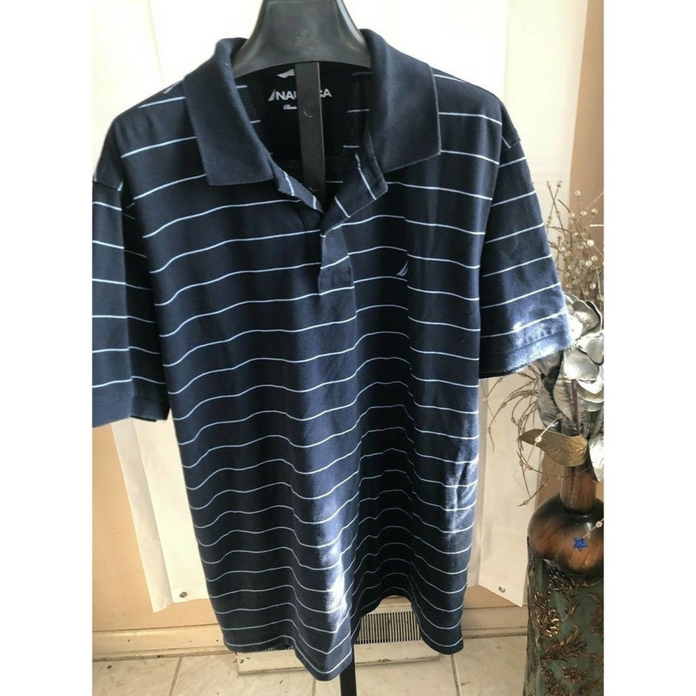 Nautica Men's Striped T Shirt Sleeve Collar Polo Shir - Picture 3 of 12